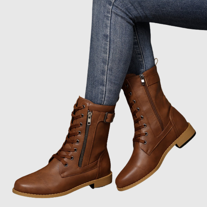 CARMINE | COMFORTABLE SIDE-ZIP LEATHER BOOTS