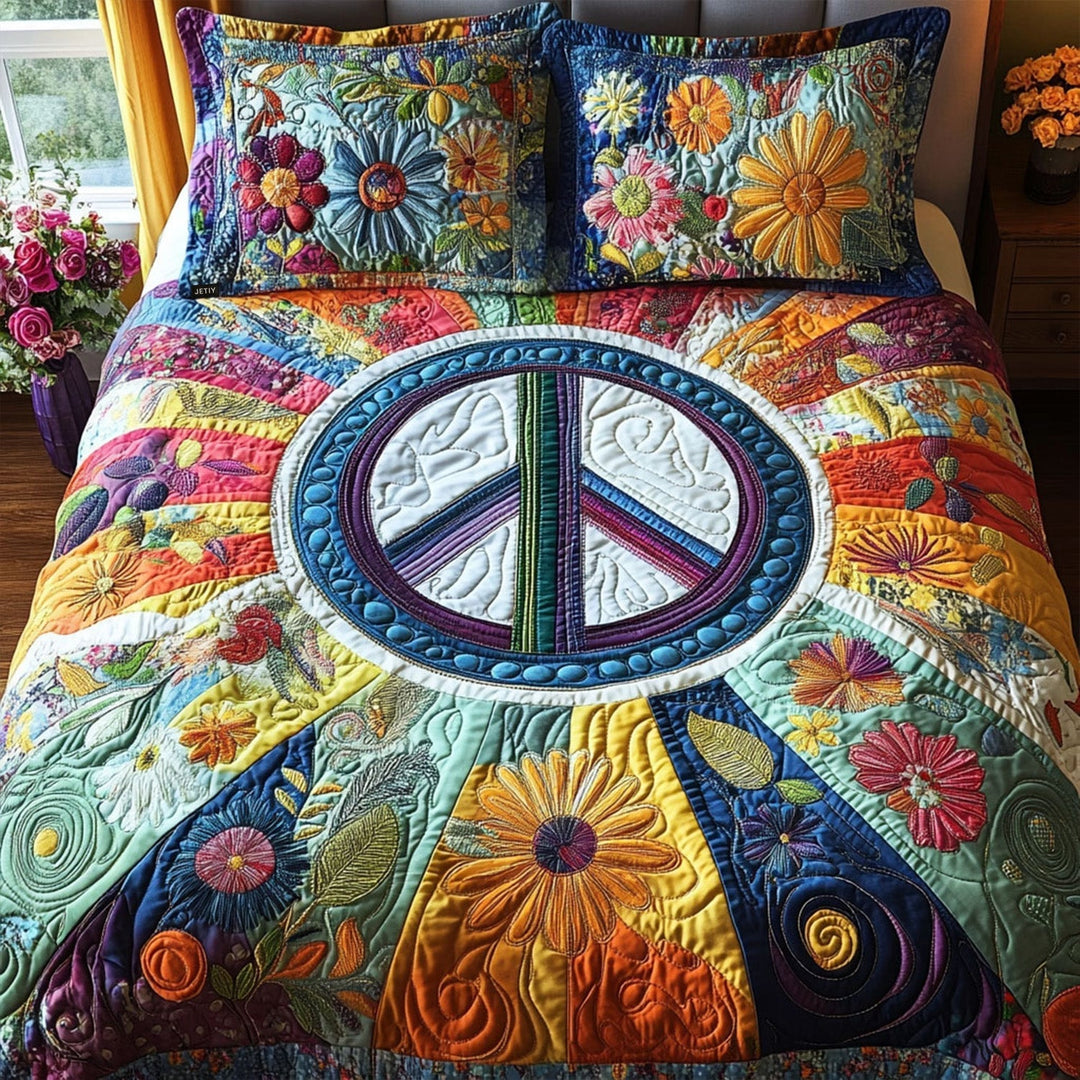 70s Vibe 3-Piece Quilted Bedding Set NCU0PT4637
