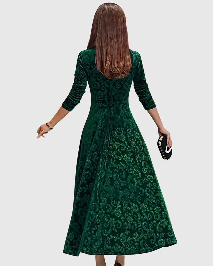 VESPERA | GRACEFUL FLORAL MIDI DRESS