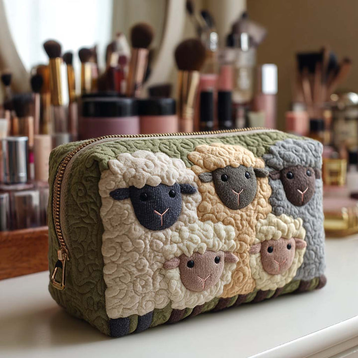 Adeline - Quilted Toiletry Bag - Little Lambs