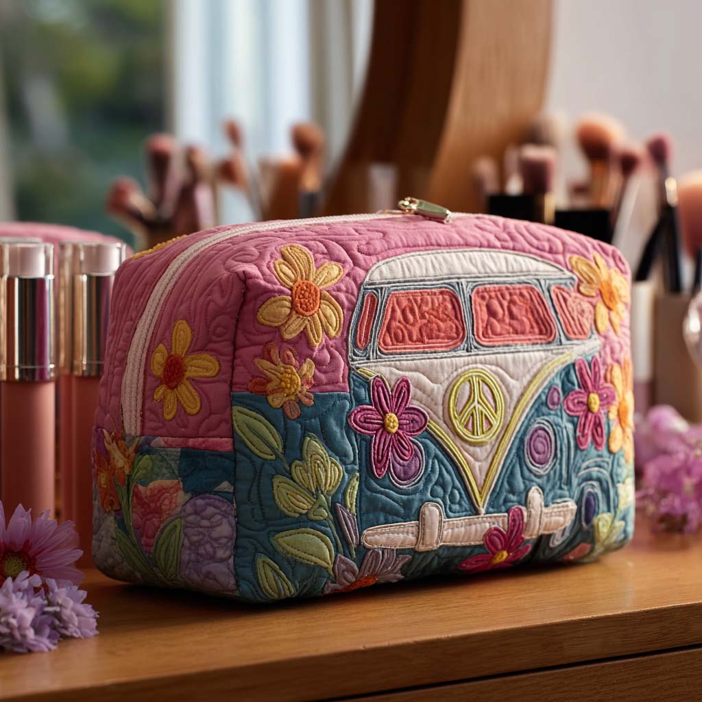 Alyssa - Quilted Toiletry Bag - Retro Floral Journey
