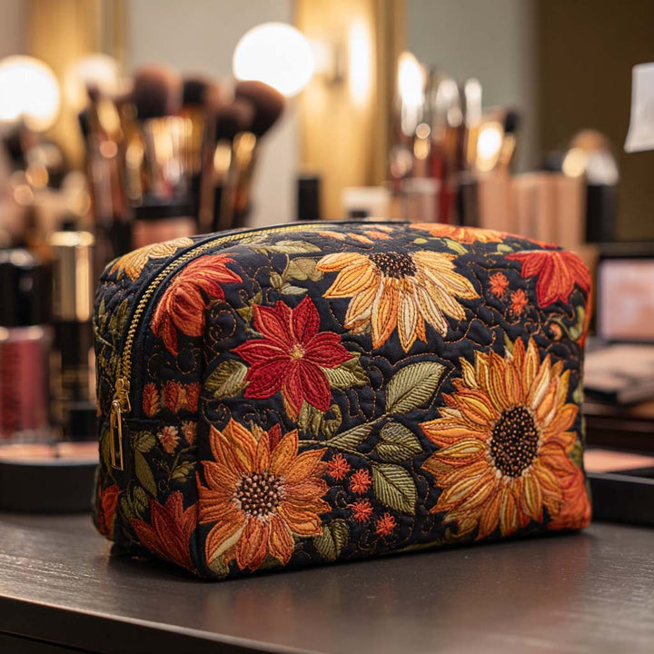 Amara - Quilted Toiletry Bag - Elegant Flower