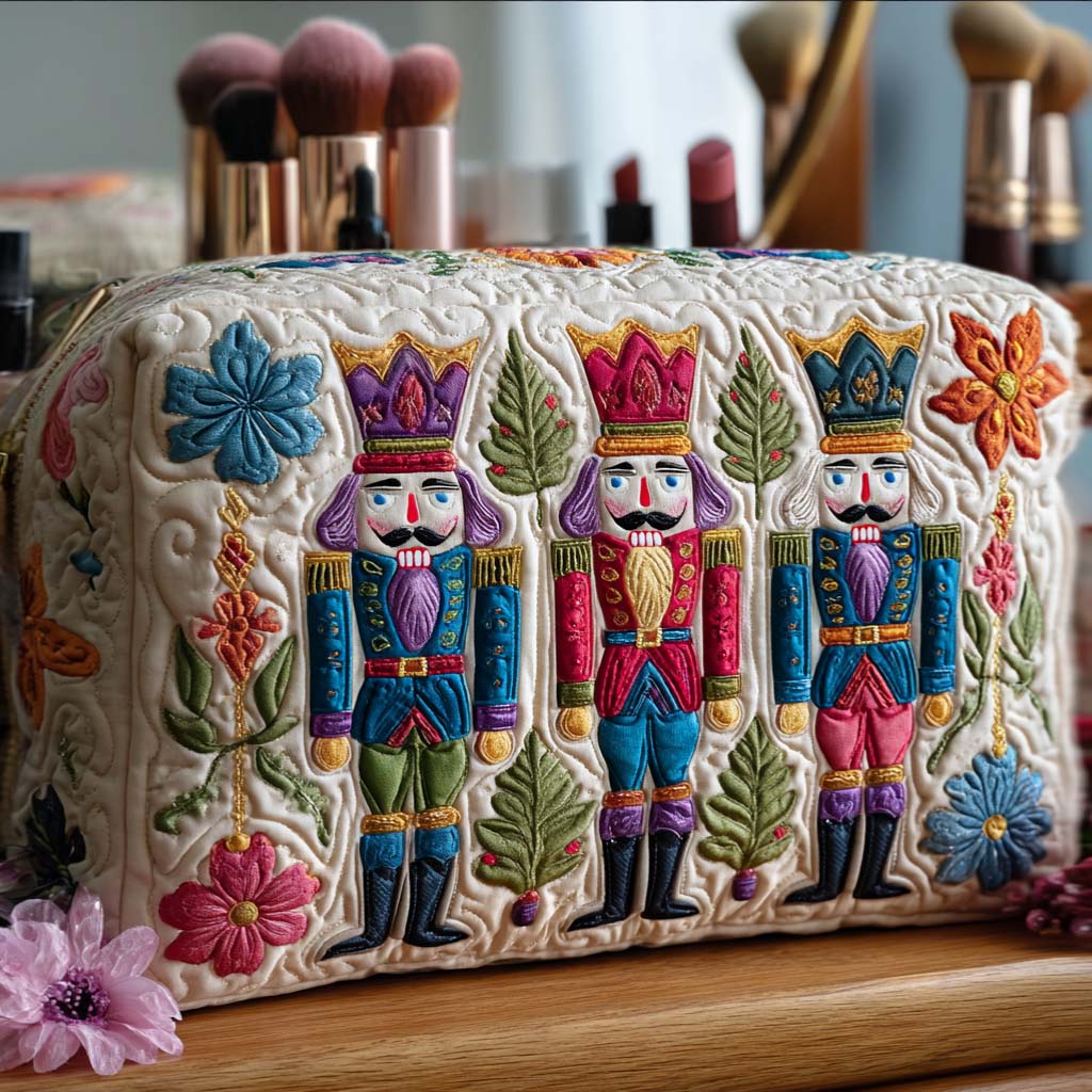 Amelia - Quilted Toiletry Bag - Christmas Nutcracker