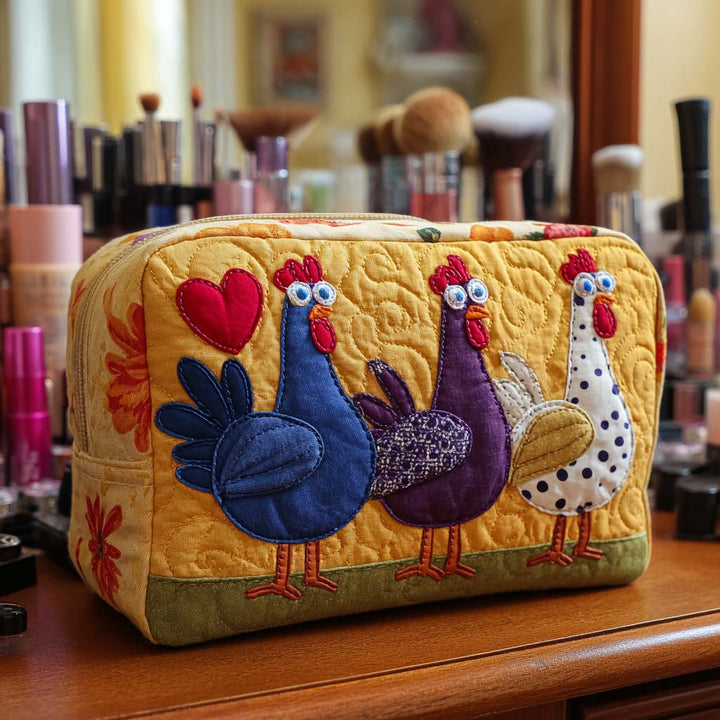 Annabelle - Quilted Toiletry Bag - Decorative Chicken