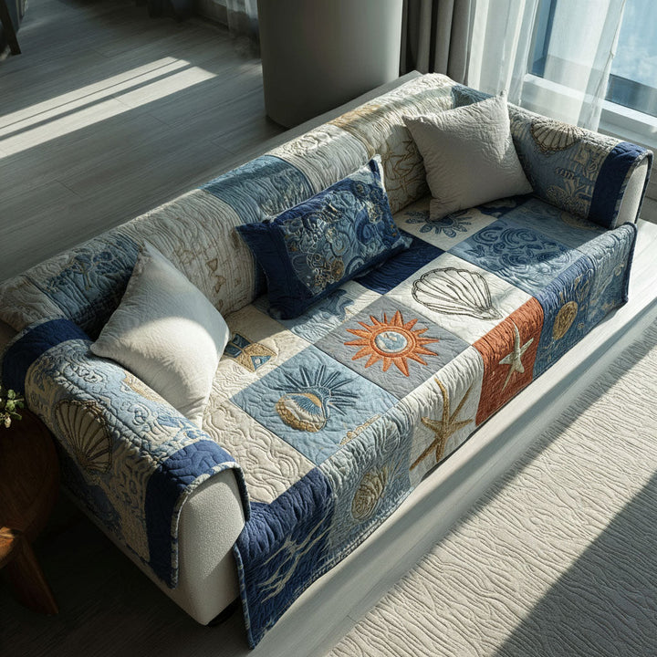 Coastal Quilted Sofa Cover NCU0VT362