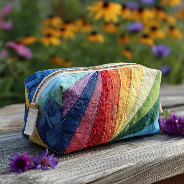Bethany - Quilted Toiletry Bag - Flowing Rainbow