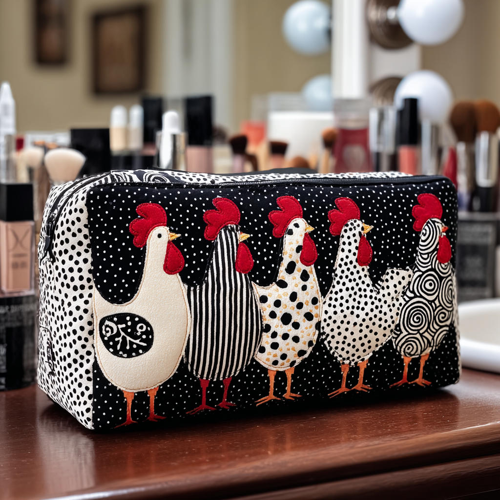 Brielle - Quilted Toiletry Bag - Chicken in Nest