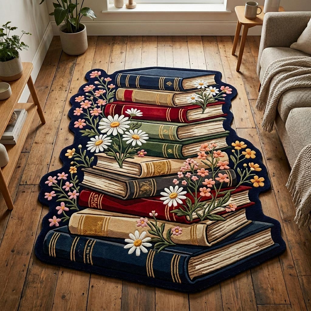 Celestial Library Custom Shape Area Rug NCU0TD2644