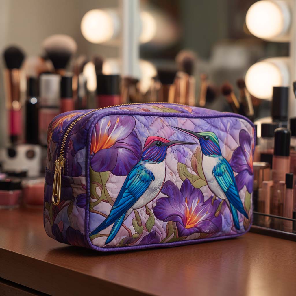 Charlene - Quilted Toiletry Bag - Colorful Wings