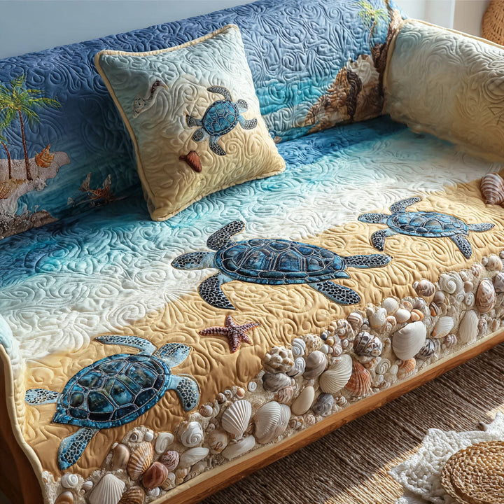 Coastal Quilted Sofa Cover NCU0VT362