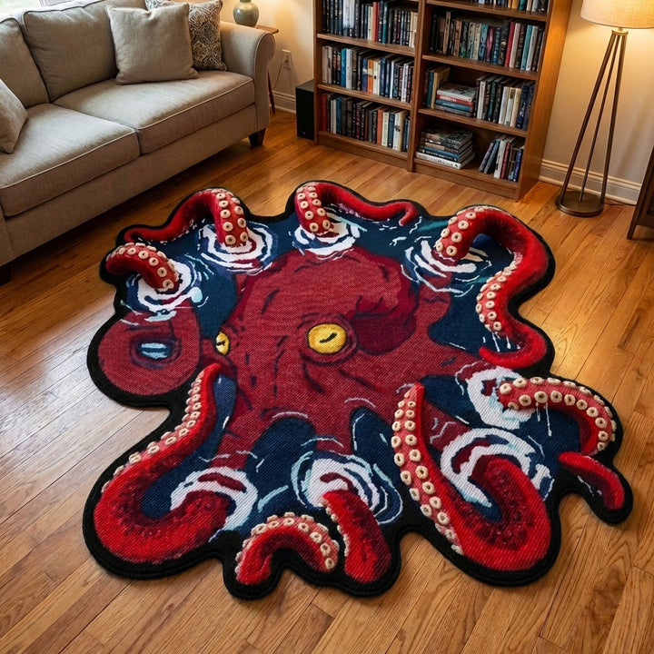 Crimson Kraken Custom Shape Area Rug NCU0TV1839