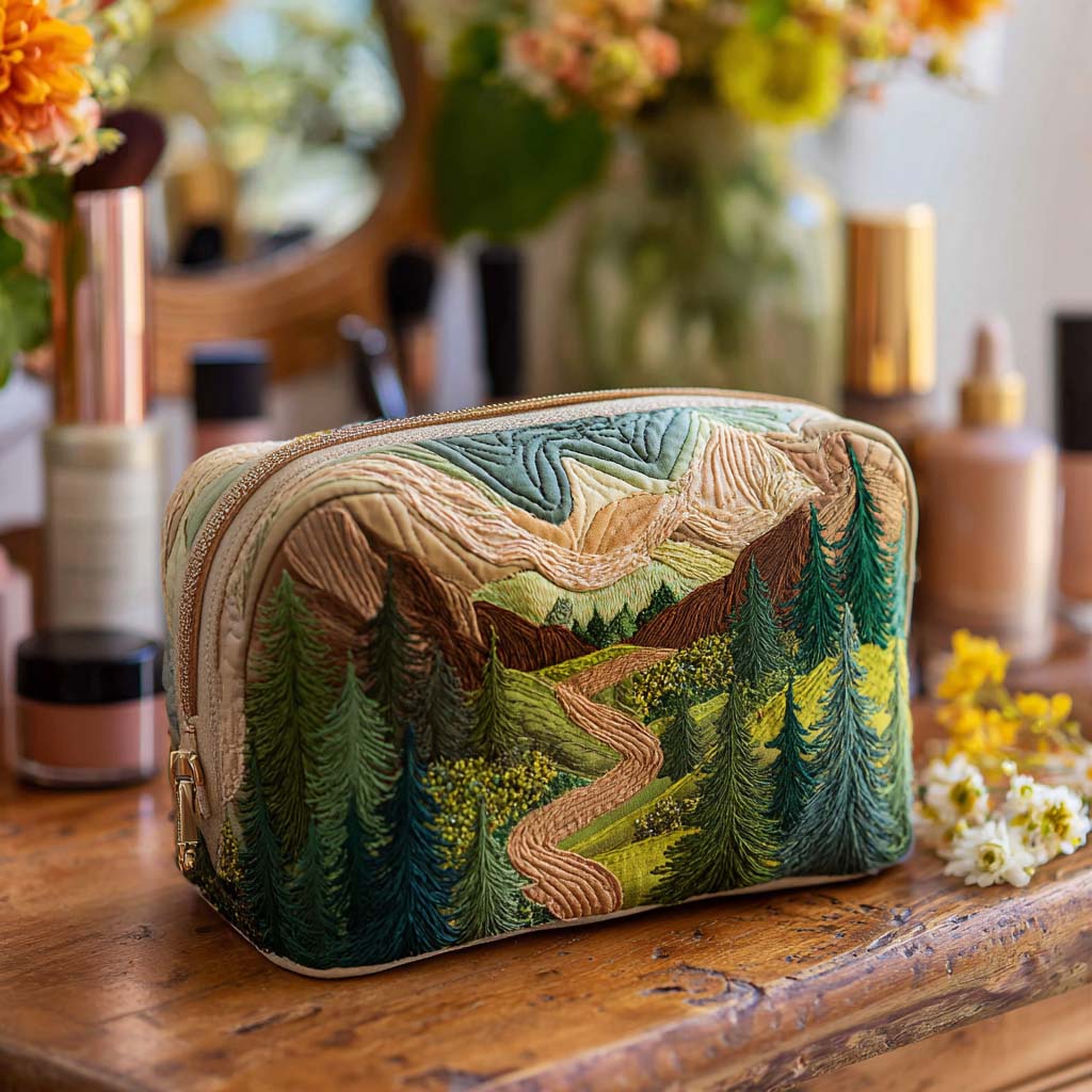Crystal - Quilted Toiletry Bag - Emerald Green