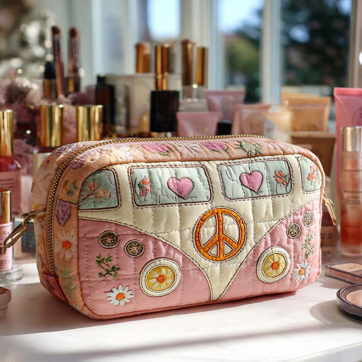 Dakota - Quilted Toiletry Bag - Pastel Bus
