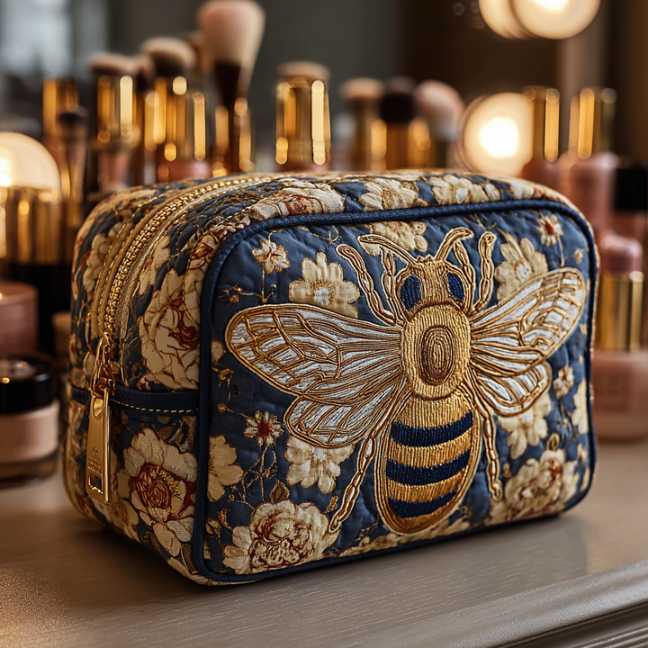 Delilah - Quilted Toiletry Bag - Bees and Flowers