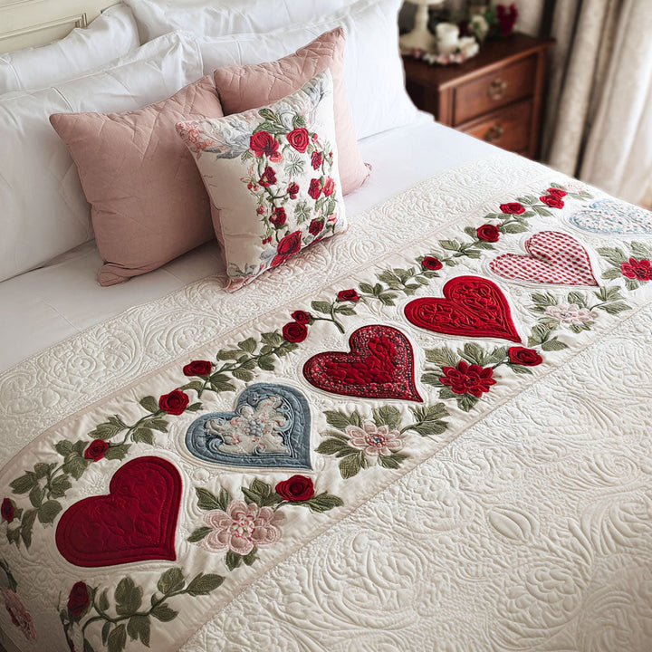 Elegant Hearts Quilted Bed Runner NCU0PT10805