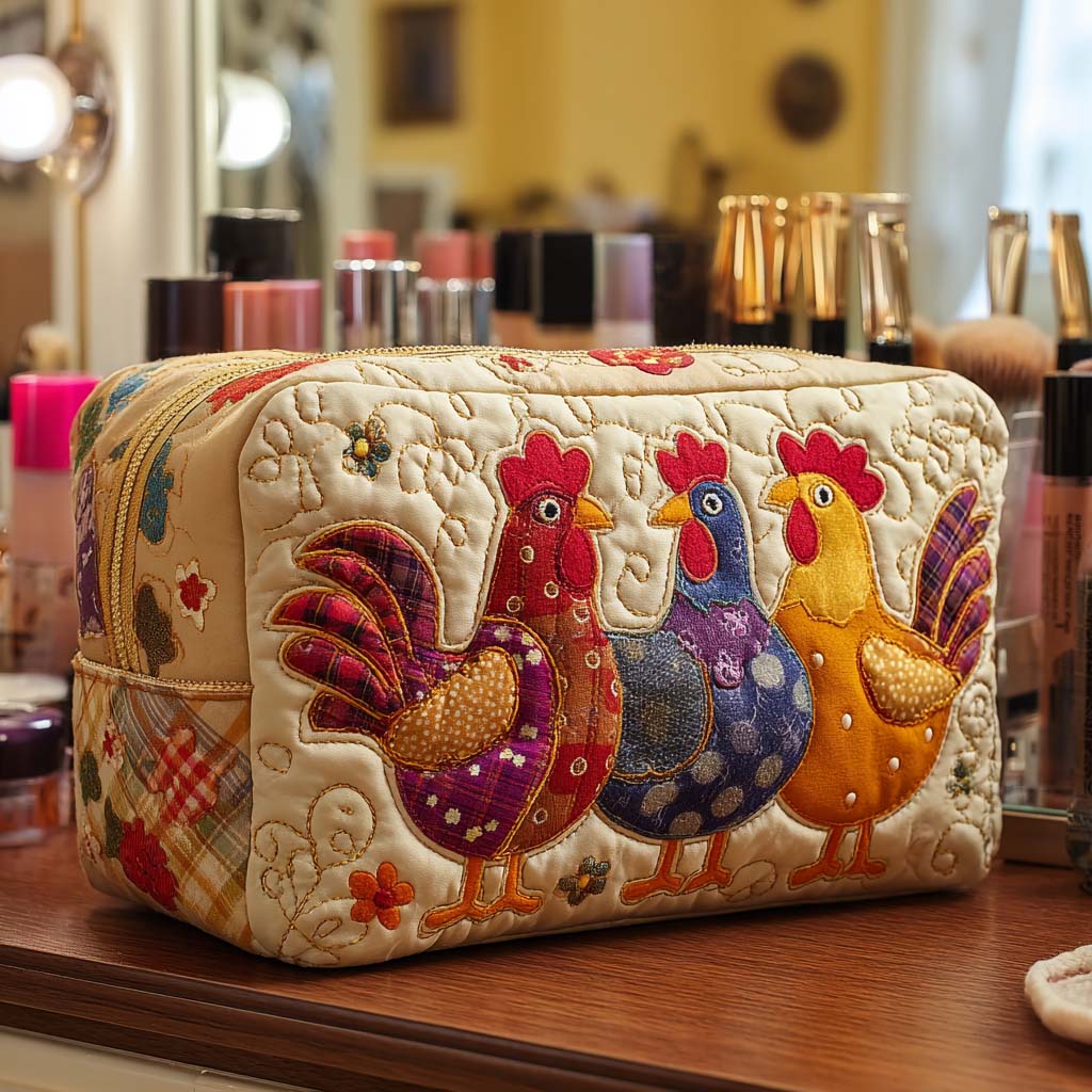 Elsie - Quilted Toiletry Bag - Dreaming Chicken