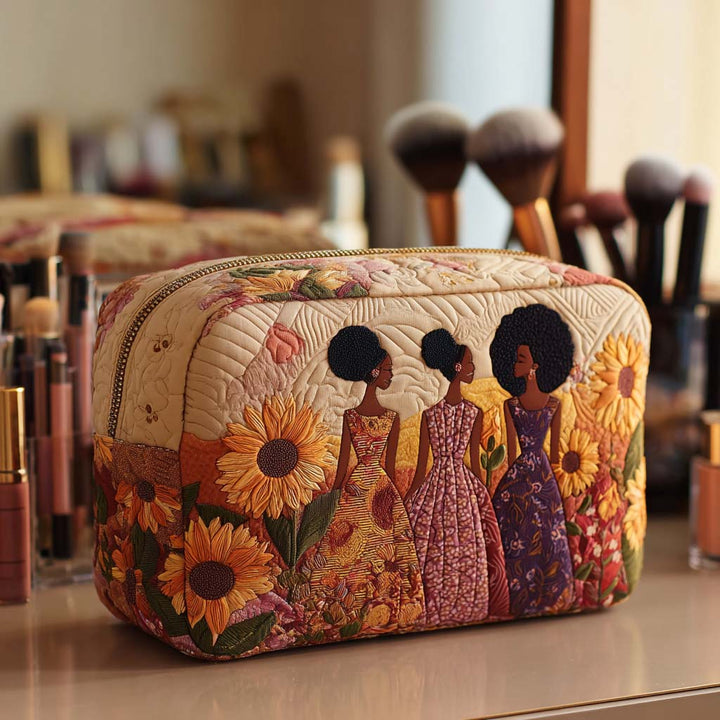 Everleigh - Quilted Toiletry Bag - Bright Sunflowers