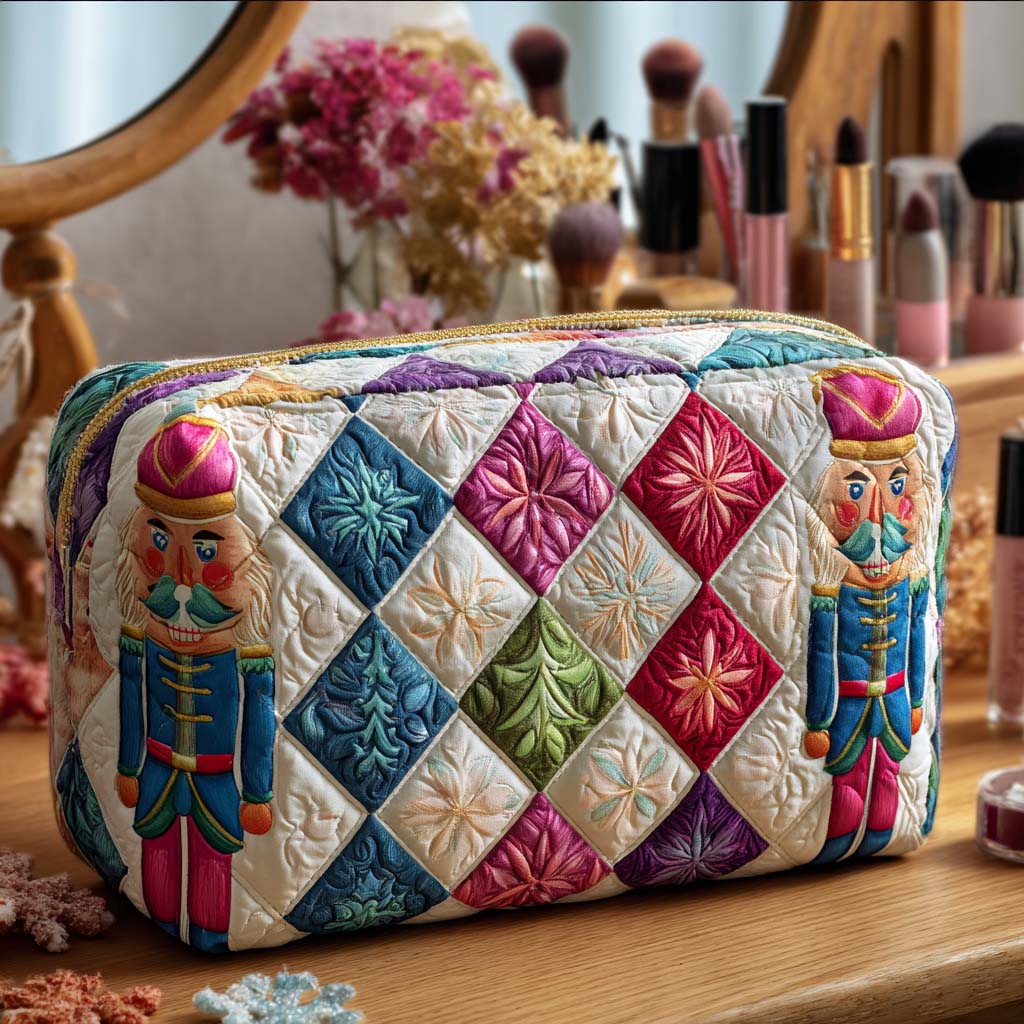 Faye - Quilted Toiletry Bag - Christmas Soldier