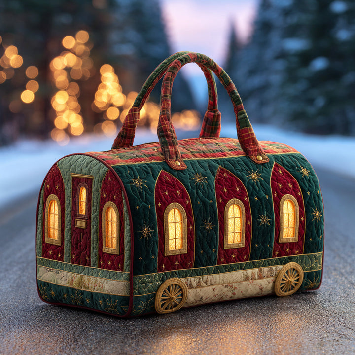 Festive Christmas Train Quilted Duffle Bag NCU0HH614