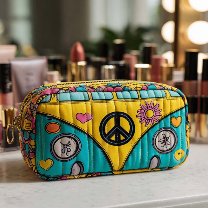 Georgia - Quilted Toiletry Bag - Peace Bus