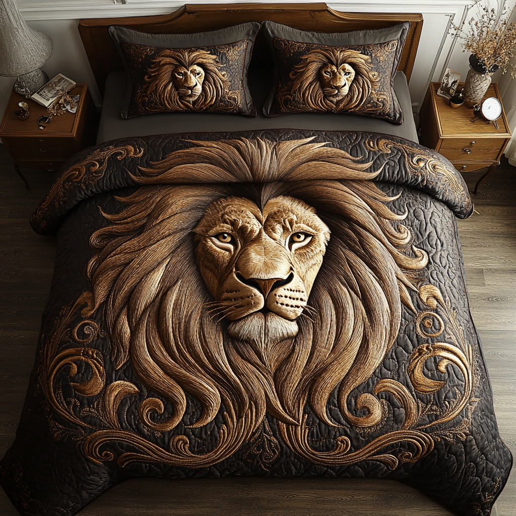 Golden Mane 3-Piece Quilted Bedding Set NCU0DV2483