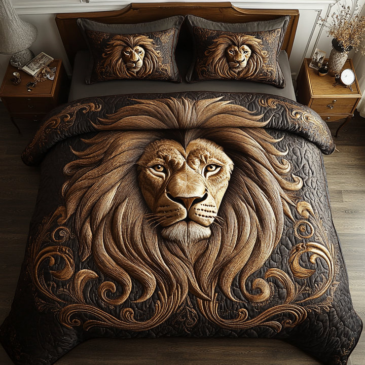 Golden Mane 3-Piece Quilted Bedding Set NCU0DV2483