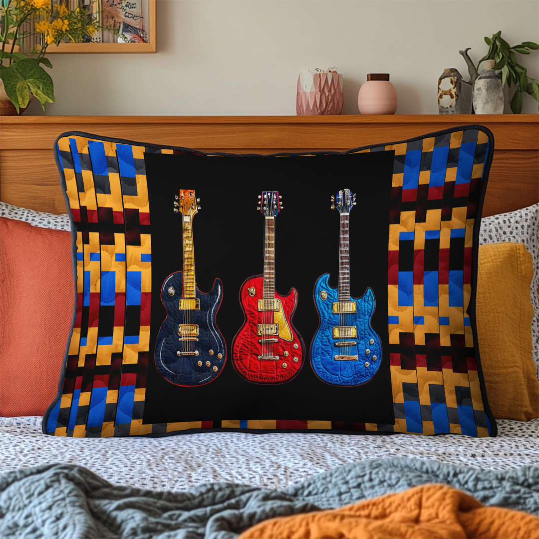 Guitar Grooves Quilted Bedding Pillow Case NCU0DK6358