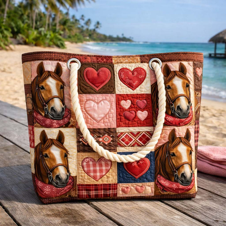 Handmade Beach Bag - Horses and Hearts