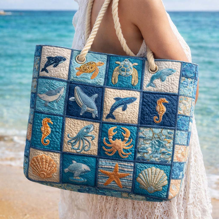 Handmade Beach Bag - Sea Life Patchwork