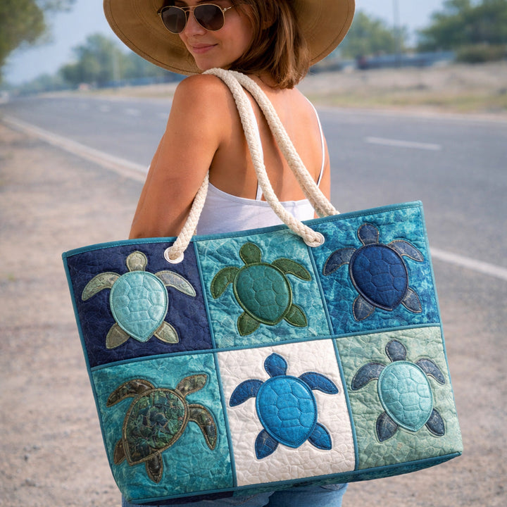 Handmade Beach Bag - Six Turtles