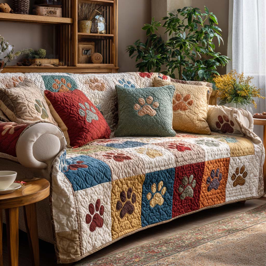 Happy Paw Quilted Sofa Cover NCU0NT11727