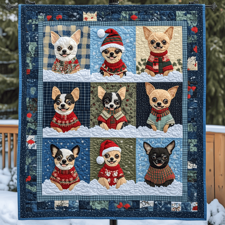 Holiday Chi Paws Art Quilt Hanging NCU0TH1609