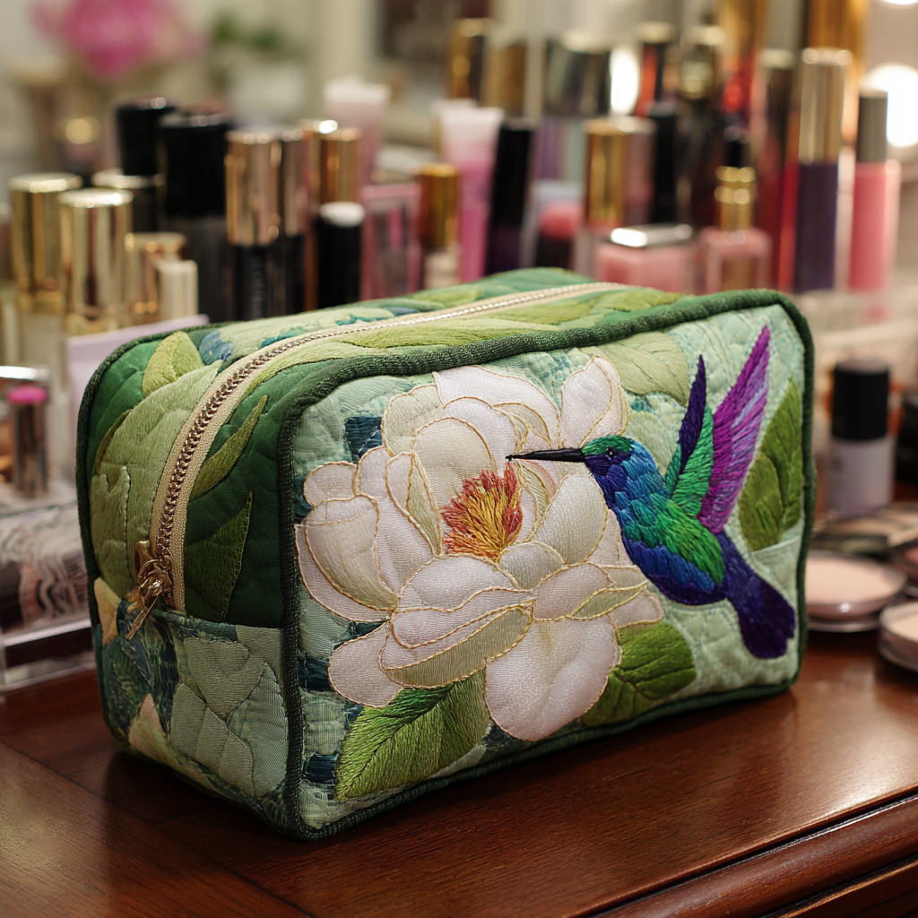 Ida - Quilted Toiletry Bag - Quilt Pattern and Hummingbirds