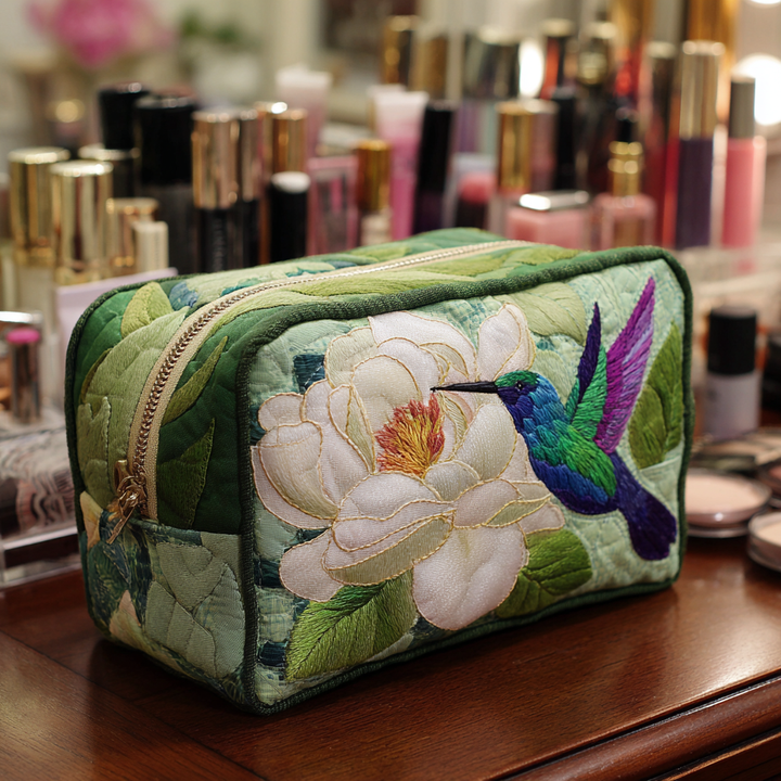 Ida - Quilted Toiletry Bag - Quilt Pattern and Hummingbirds