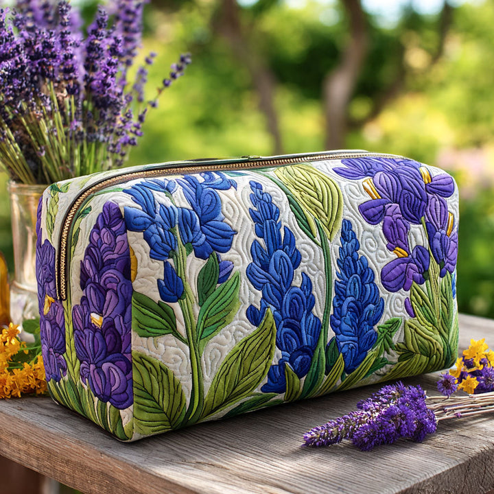 Imani - Quilted Toiletry Bag - Embroidered Floral Pattern