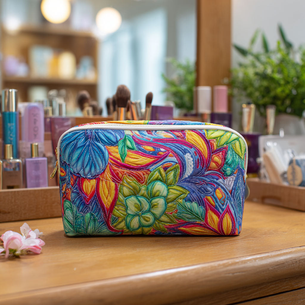 Jada - Quilted Toiletry Bag - Flowers and Branches