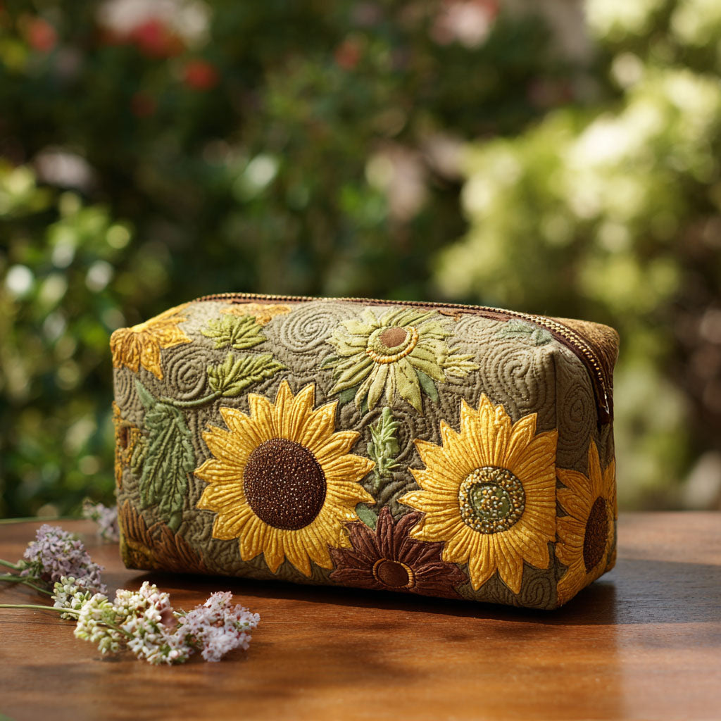 Janet - Quilted Toiletry Bag - Golden Field