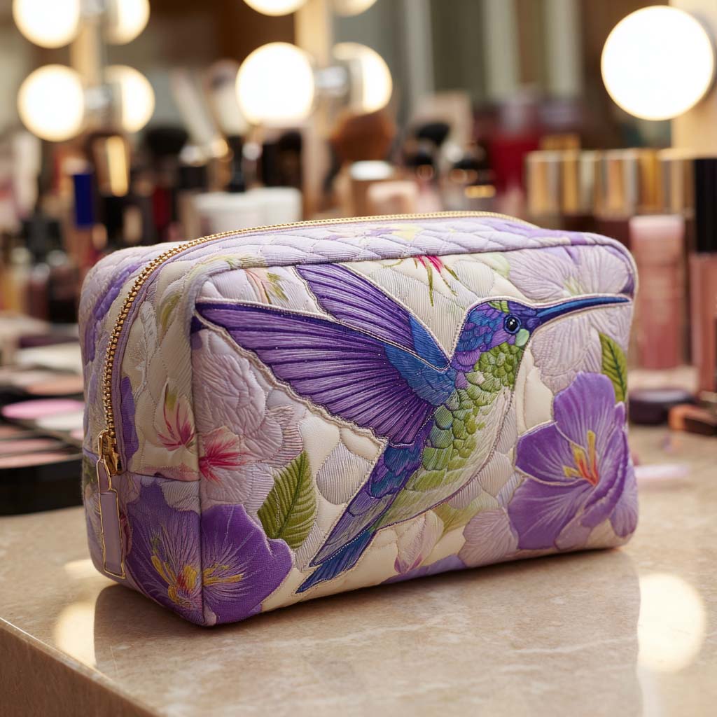 Jessica - Quilted Toiletry Bag - Embroidered Flowers