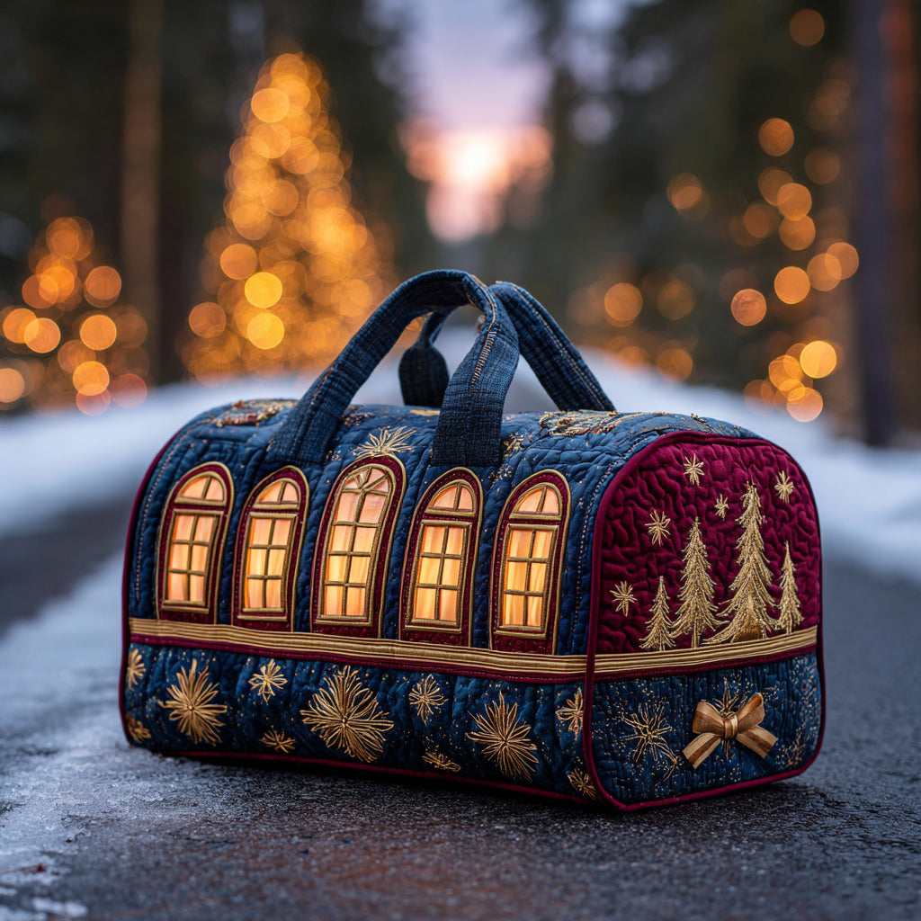 Jingle Christmas Train Quilted Duffle Bag NCU0HH616