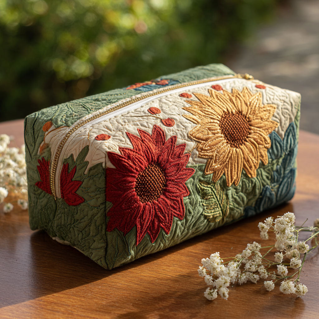 Juniper - Quilted Toiletry Bag - Stitched Flowers