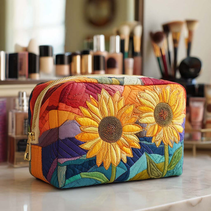 Kathleen - Quilted Toiletry Bag - Golden Flower