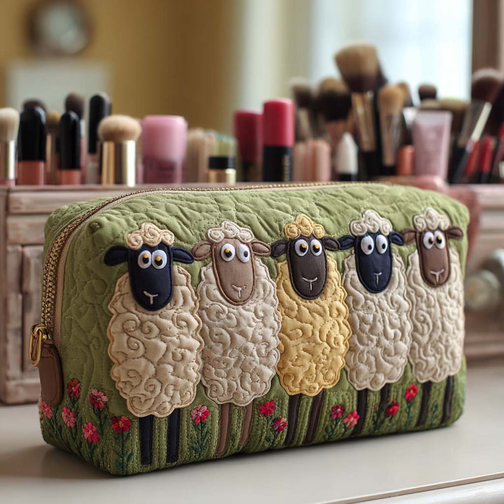 Kendall - Quilted Toiletry Bag - Sheep
