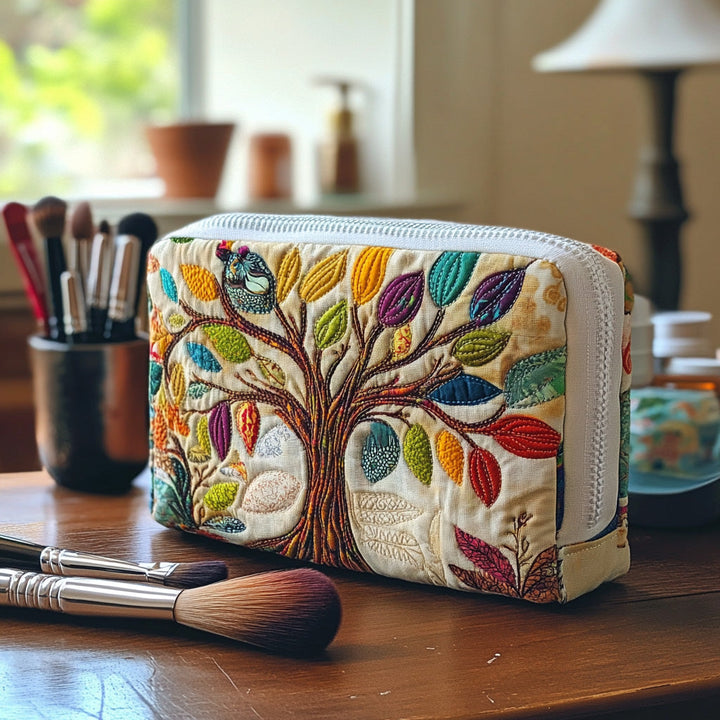 Krista - Quilted Toiletry Bag - Tree of Life