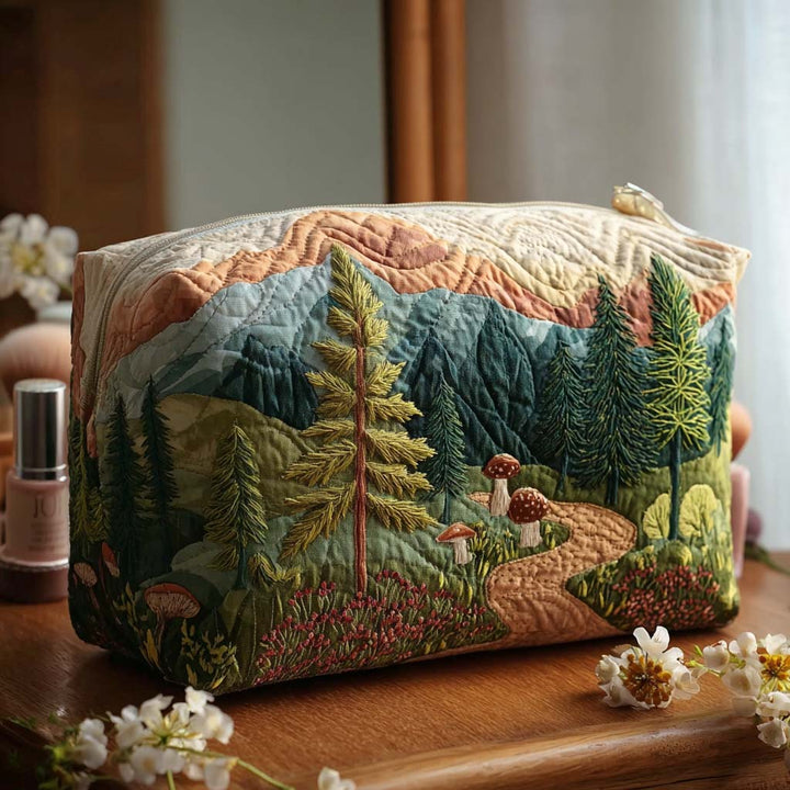 Kristen - Quilted Toiletry Bag - Evergreen Forest