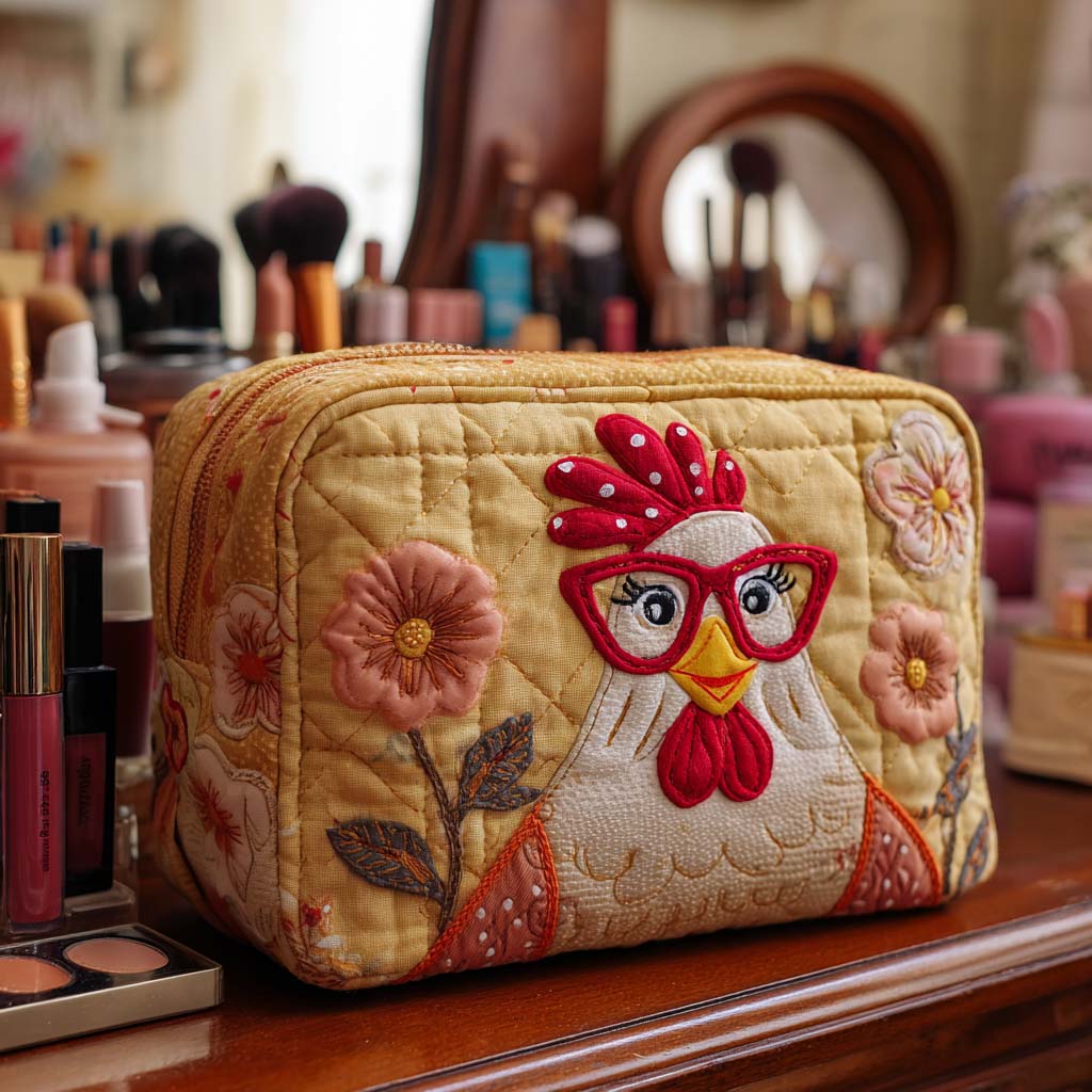 Lacey - Quilted Toiletry Bag - Radiant Chicken