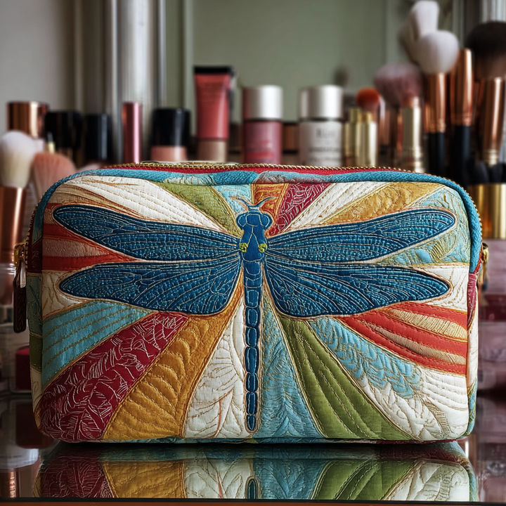 Larissa - Quilted Toiletry Bag - Stunning Dragonfly