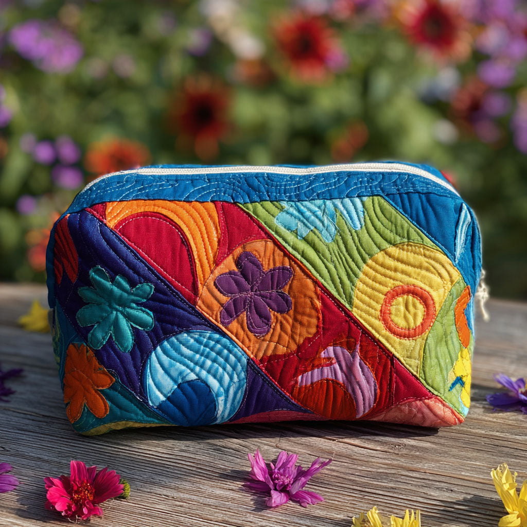 Leslie - Quilted Toiletry Bag - Cosmic Pattern