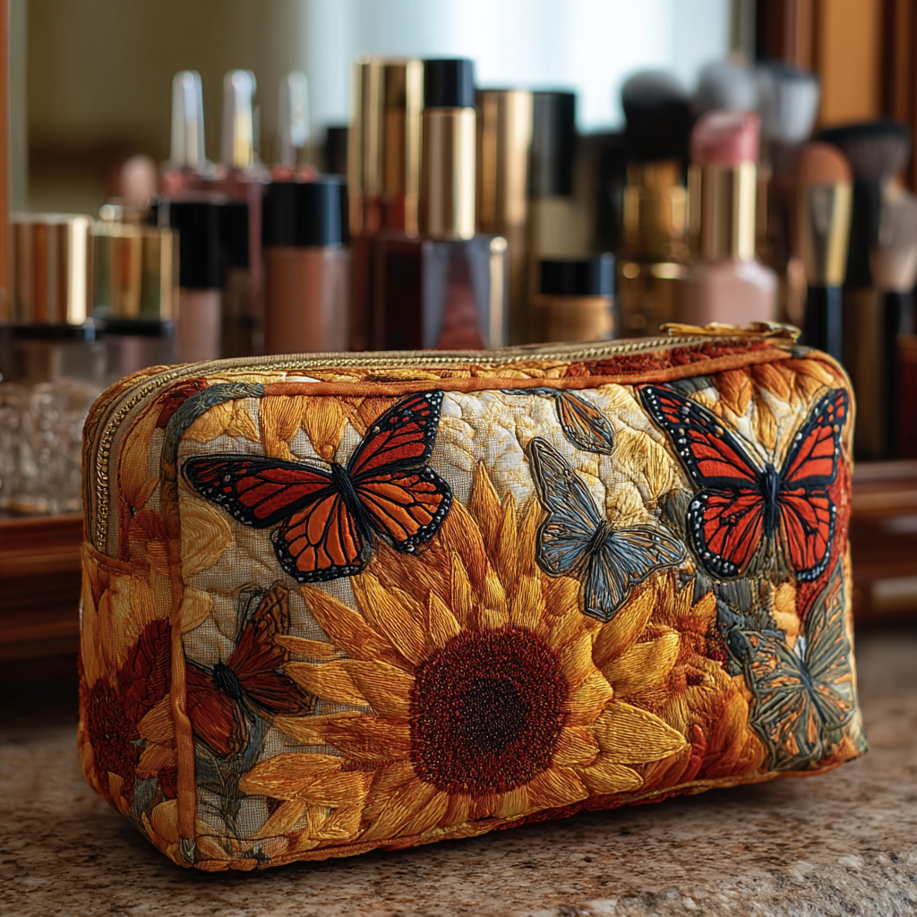 Lila - Quilted Toiletry Bag - Blue Quilt Pattern