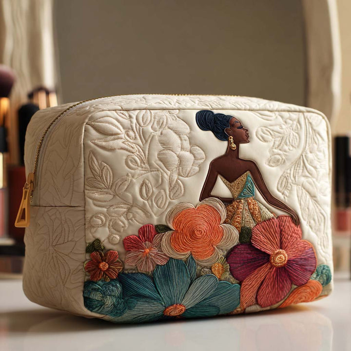 Loretta - Quilted Toiletry Bag - Elegant Flowers
