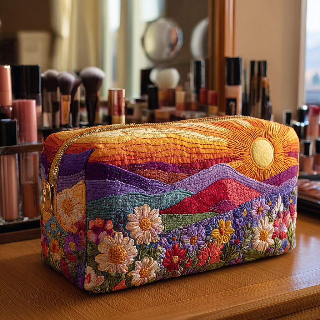 Lula - Quilted Toiletry Bag - Light Patterns